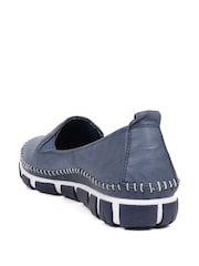 Pavers Navy Slip-Ons Leather Pumps - Image 3 of 5