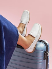 Pavers White-Silver Leather Moccasins - Image 1 of 6