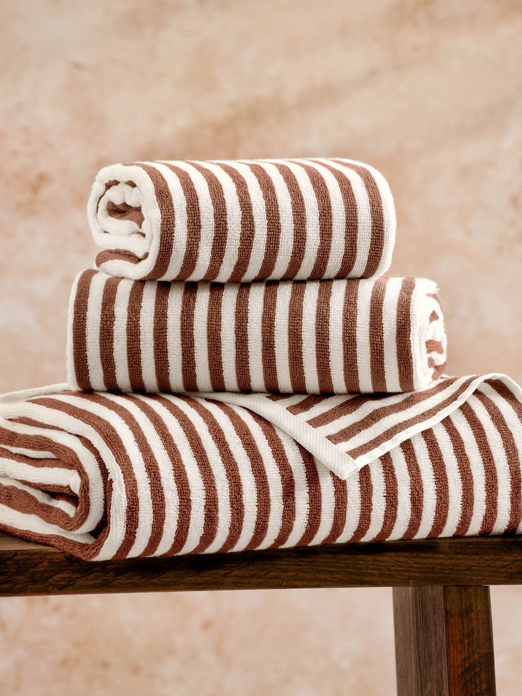 Yard Pecan Orange Hebden Striped Towel - Image 1 of 4