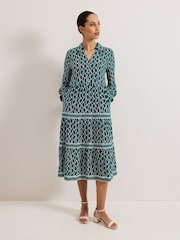 Phase Eight Green Tiered Midi Dress - Image 1 of 7