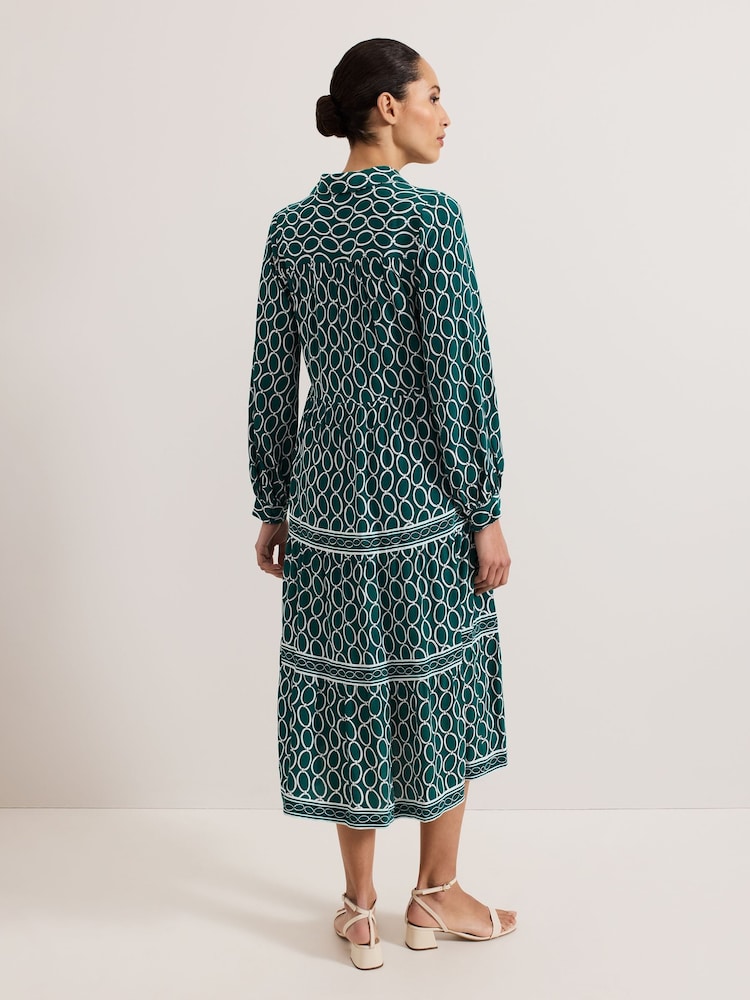 Phase Eight Green Tiered Midi Dress - Image 2 of 7