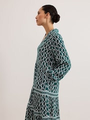 Phase Eight Green Tiered Midi Dress - Image 6 of 7