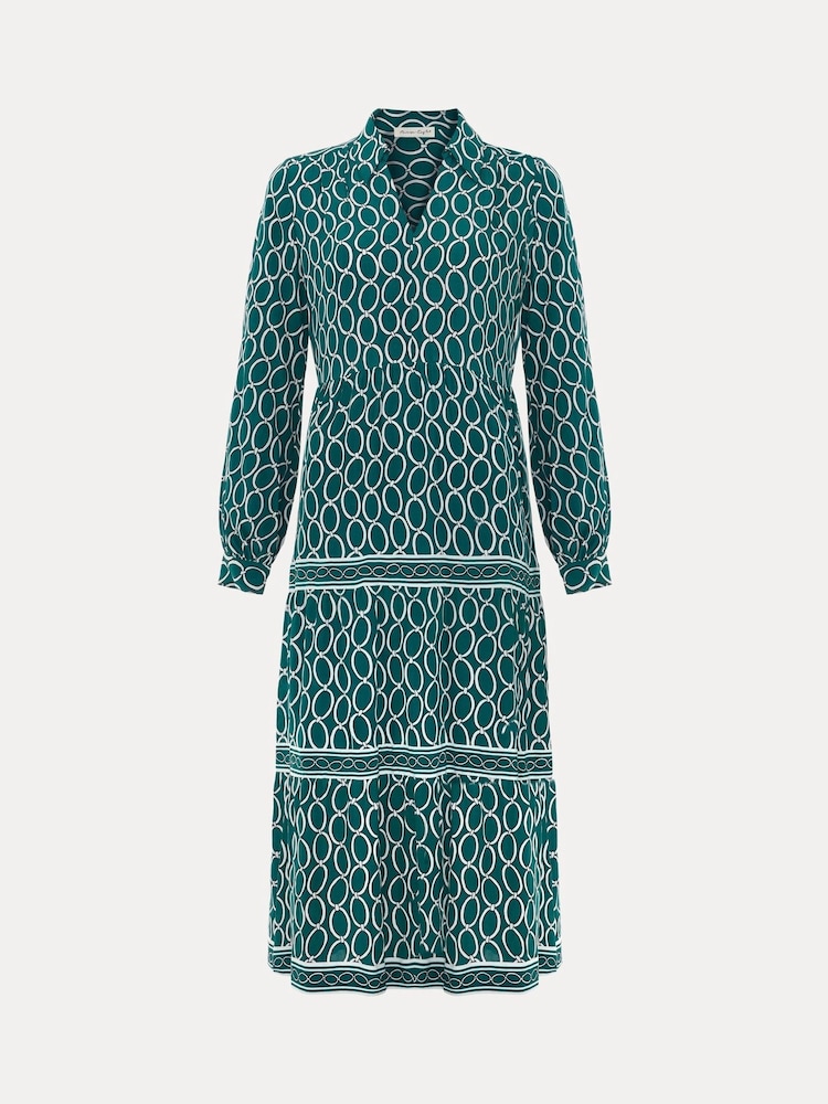 Phase Eight Green Tiered Midi Dress - Image 7 of 7