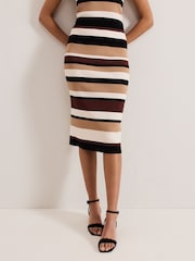 Phase Eight Natural Louisa Stripe Skirt - Image 3 of 6