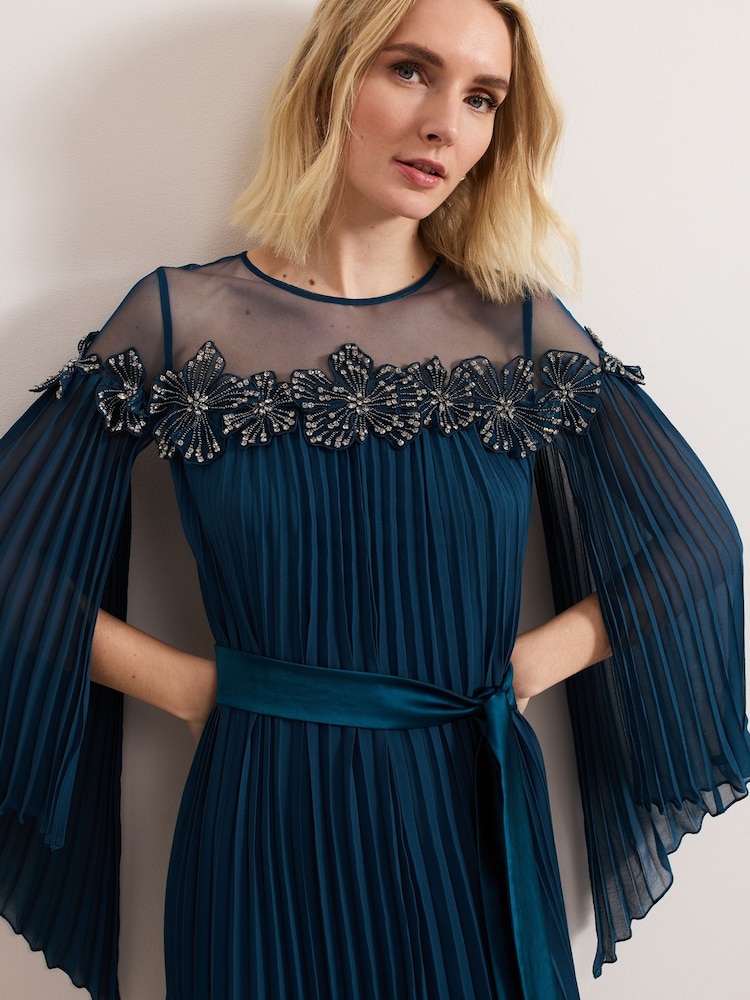 Phase Eight Blue Mavery Beaded Dress - Image 4 of 7