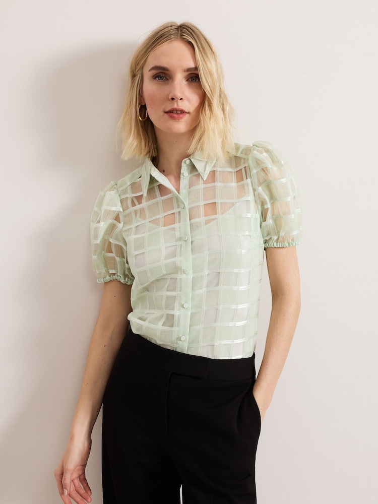 Phase Eight Green Angie Check Blouse - Image 2 of 8