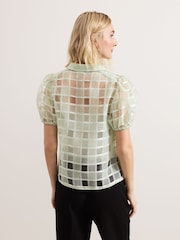 Phase Eight Green Angie Check Blouse - Image 3 of 8