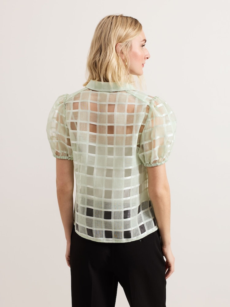 Phase Eight Green Angie Check Blouse - Image 3 of 8