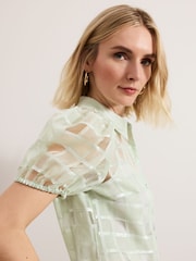 Phase Eight Green Angie Check Blouse - Image 6 of 8
