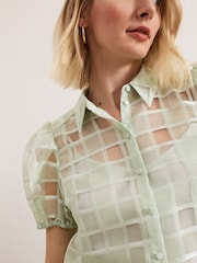 Phase Eight Green Angie Check Blouse - Image 7 of 8