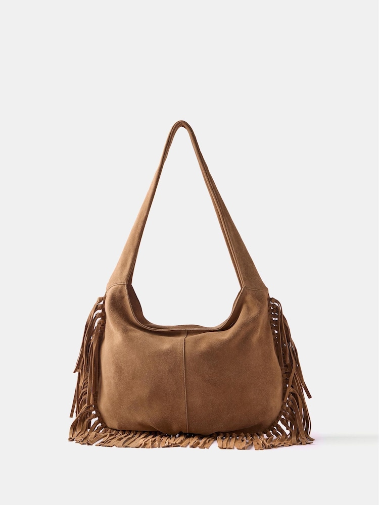 Mint Velvet Cream Neutral Fringed Suede Bag - Image 2 of 5 Mint Velvet Cream Neutral Fringed Suede Bag - Image 2 of 5