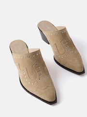 Mint Velvet Cream Suede Western Mules - Image 2 of 4