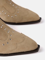 Mint Velvet Cream Suede Western Mules - Image 3 of 4