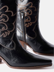 Mint Velvet Black Stitched Cowboy Boots - Image 4 of 4
