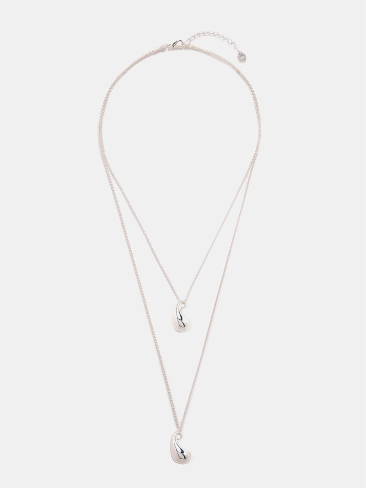 Mint Velvet Silver Tone Layered Teardrop Necklace - Image 1 of 3