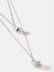 Mint Velvet Silver Tone Layered Teardrop Necklace - Image 2 of 3