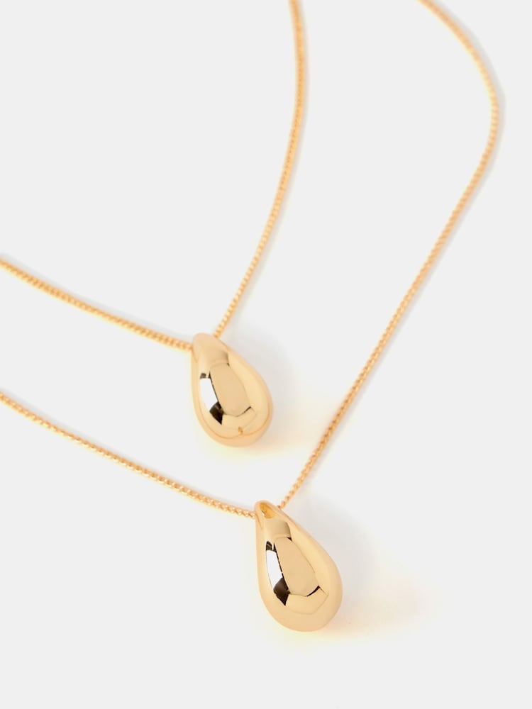 Mint Velvet Gold Tone Teardrop Layered Necklace - Image 2 of 3