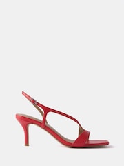 Mint Velvet Red Leather Strappy Kitten Sandals - Image 1 of 4