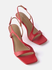 Mint Velvet Red Leather Strappy Kitten Sandals - Image 2 of 4