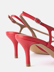 Mint Velvet Red Leather Strappy Kitten Sandals - Image 3 of 4