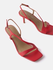 Mint Velvet Red Leather Strappy Kitten Sandals - Image 4 of 4
