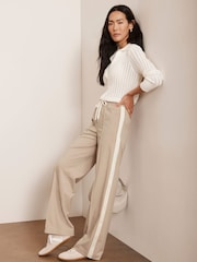 Mint Velvet Cream Pinstripe Wide Joggers - Image 1 of 8