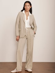 Mint Velvet Cream Pinstripe Wide Joggers - Image 4 of 8