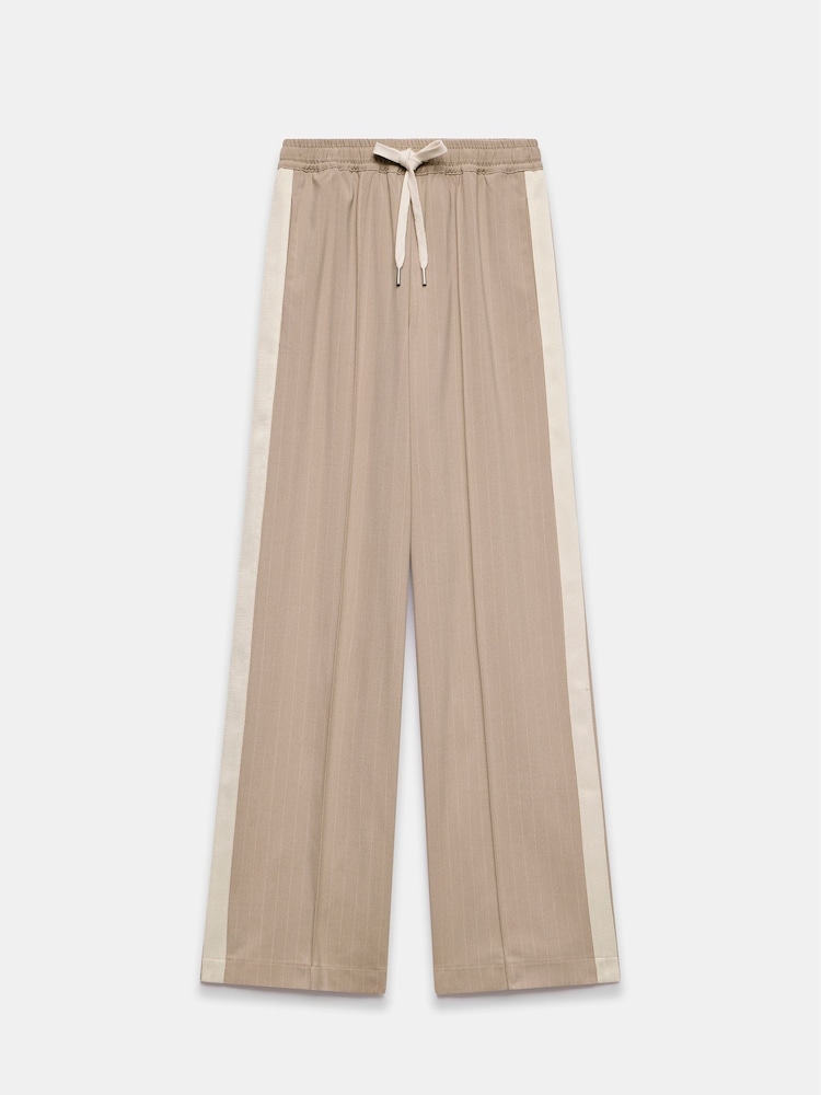 Mint Velvet Cream Pinstripe Wide Joggers - Image 7 of 8