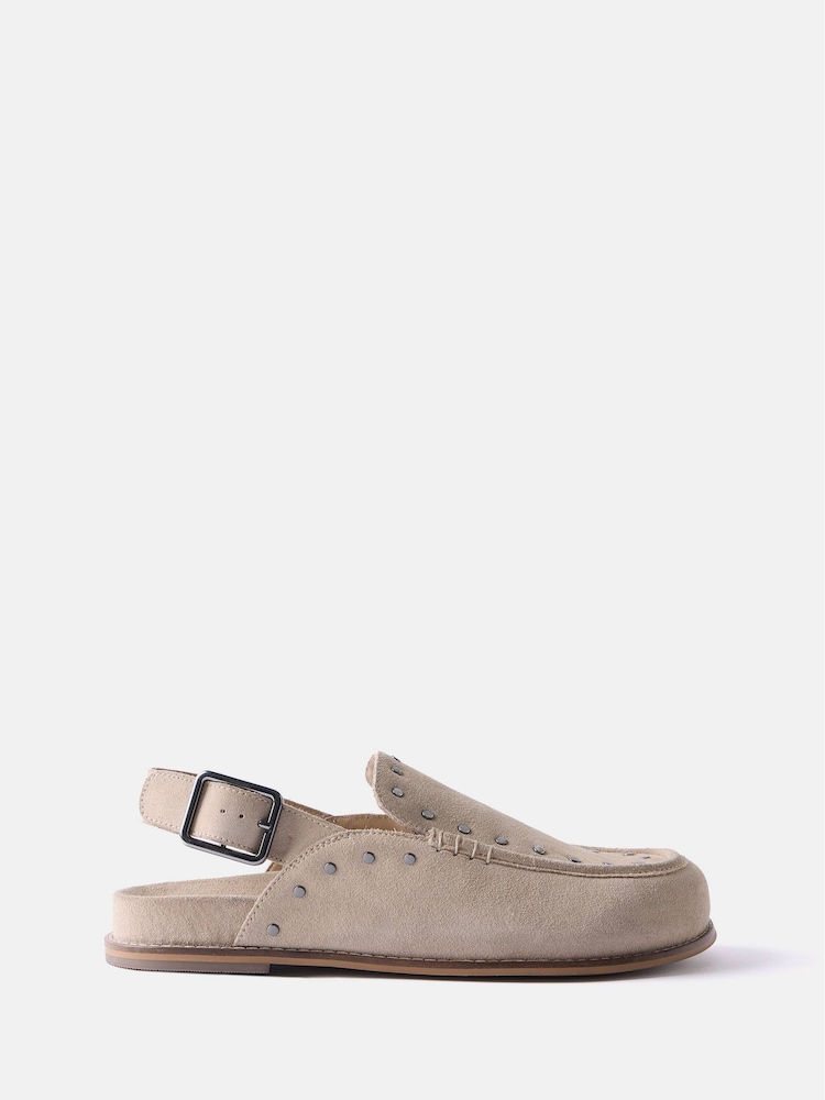Mint Velvet Cream Sling Back Studded Clogs - Image 1 of 4