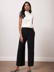 Mint Velvet Black Pleated Cropped Trousers - Image 1 of 8
