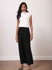 Mint Velvet Black Pleated Cropped Trousers - Image 2 of 8