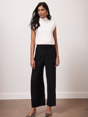Mint Velvet Black Pleated Cropped Trousers - Image 5 of 8