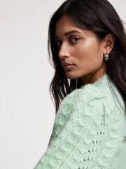 Mint Velvet Silver Tone Ribbed Hoop Earrings - Image 4 of 4