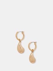 Mint Velvet Gold Tone Drop Hoop Earrings - Image 1 of 3