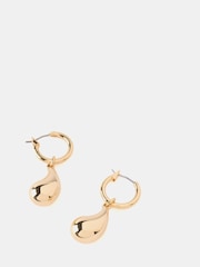 Mint Velvet Gold Tone Drop Hoop Earrings - Image 2 of 3