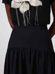 Mint Velvet Black Drop Waist Midi Skirt - Image 3 of 8