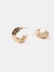 Mint Velvet Gold Tone Ribbed Hoop Earrings - Image 2 of 3