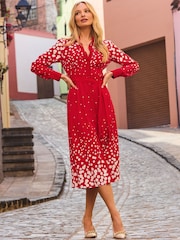 Sosandar Red Geometric Print Shirt Dress - Image 2 of 4