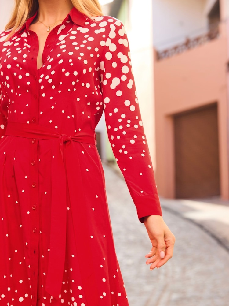 Sosandar Red Geometric Print Shirt Dress - Image 3 of 4