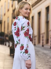 Sosandar White Rose Print Shirt - Image 3 of 5