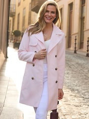 Sosandar Pink Double Breasted Trench Coat - Image 2 of 5