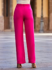 Sosandar Pink High Waisted Wide Leg Trousers - Image 3 of 5