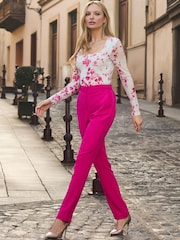 Sosandar White Floral Print Mesh Top - Image 2 of 5