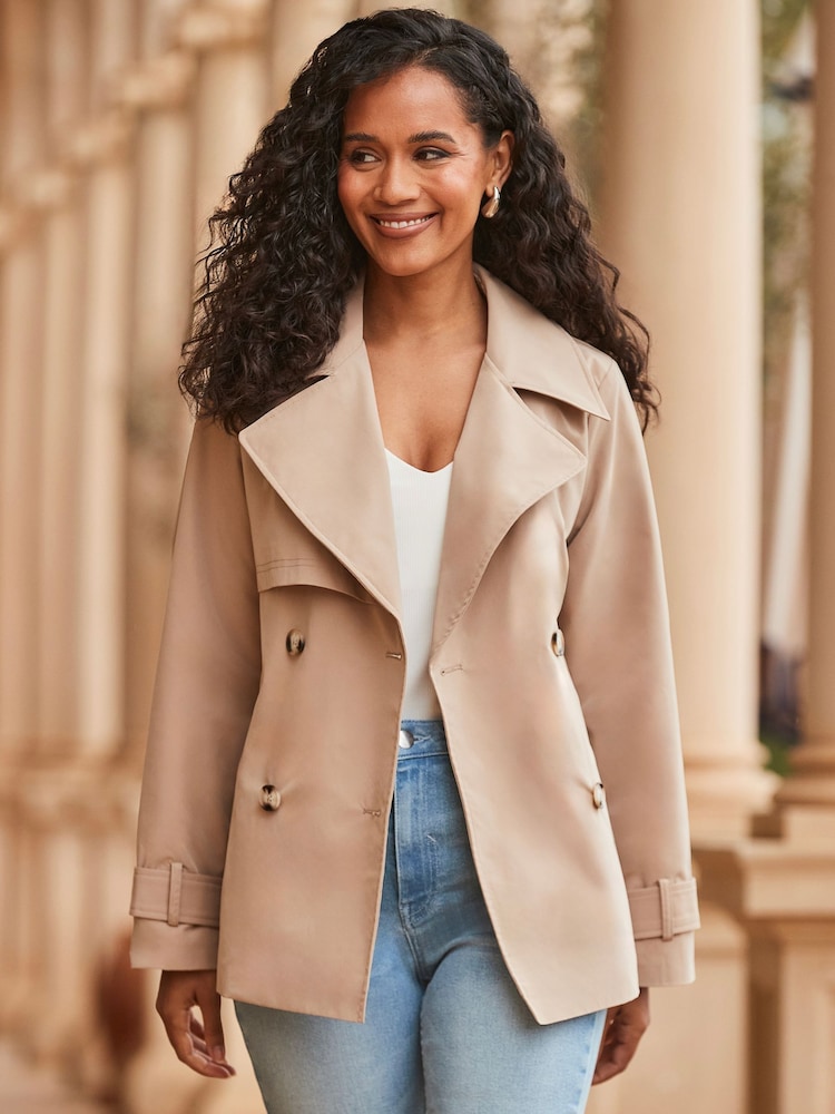 Sosandar Natural Trench Coat With Pockets - Image 1 of 5