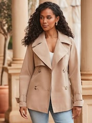 Sosandar Natural Trench Coat With Pockets - Image 3 of 5