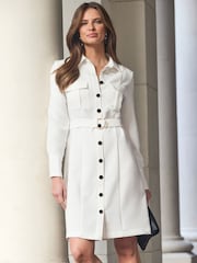 Sosandar White Utility Shirt Dress - Image 2 of 5