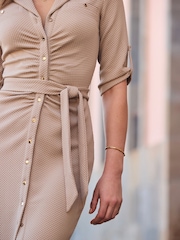 Sosandar Brown Textured Midi Shirt Dress - Image 5 of 5