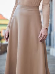 Sosandar Brown Faux Leather Midaxi Skirt - Image 4 of 5