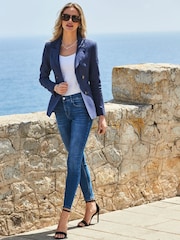 Sosandar Blue Fitted Blazer - Image 2 of 4