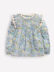 Boden Multi Dorothy Smocked Ruffle 100% Cotton Blouse - Image 1 of 1